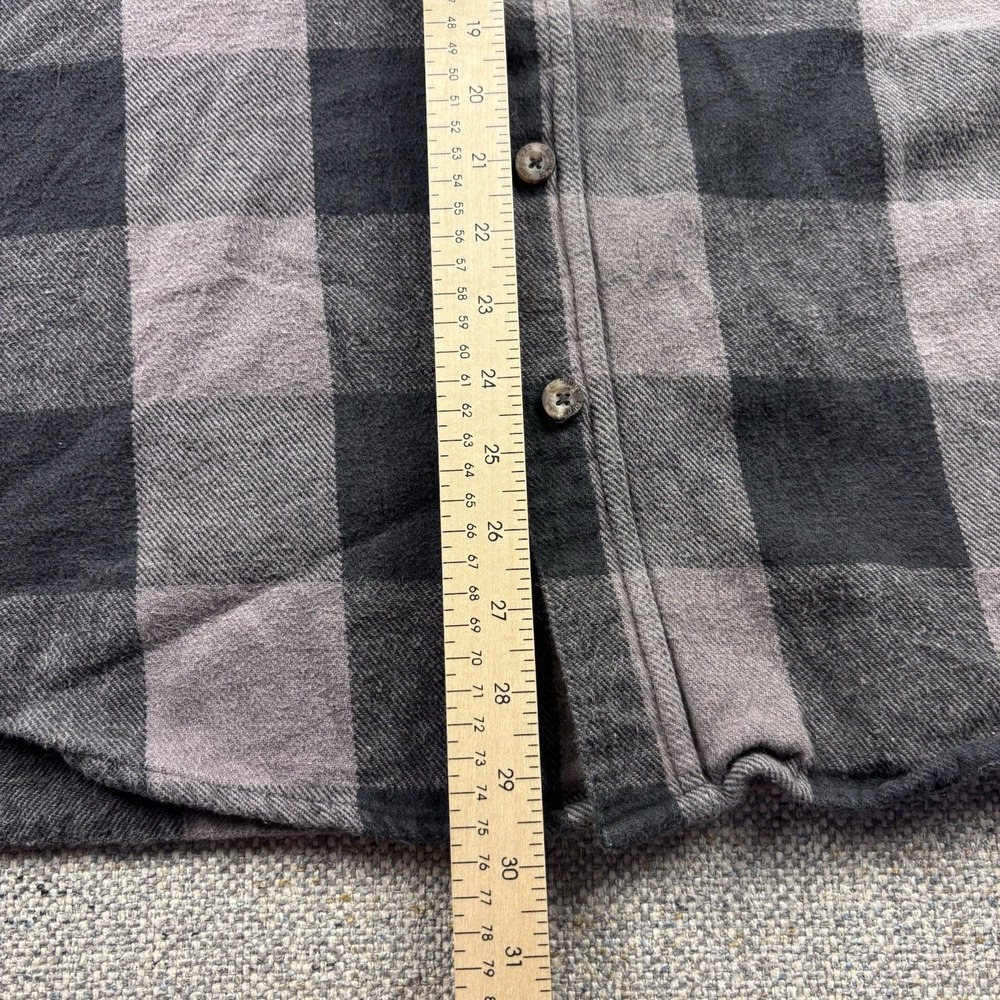 C.E. Schmidt Workwear Men's Large Gray Black Buffalo Plaid Flannel Shirt Heavy - Picture 3 of 5